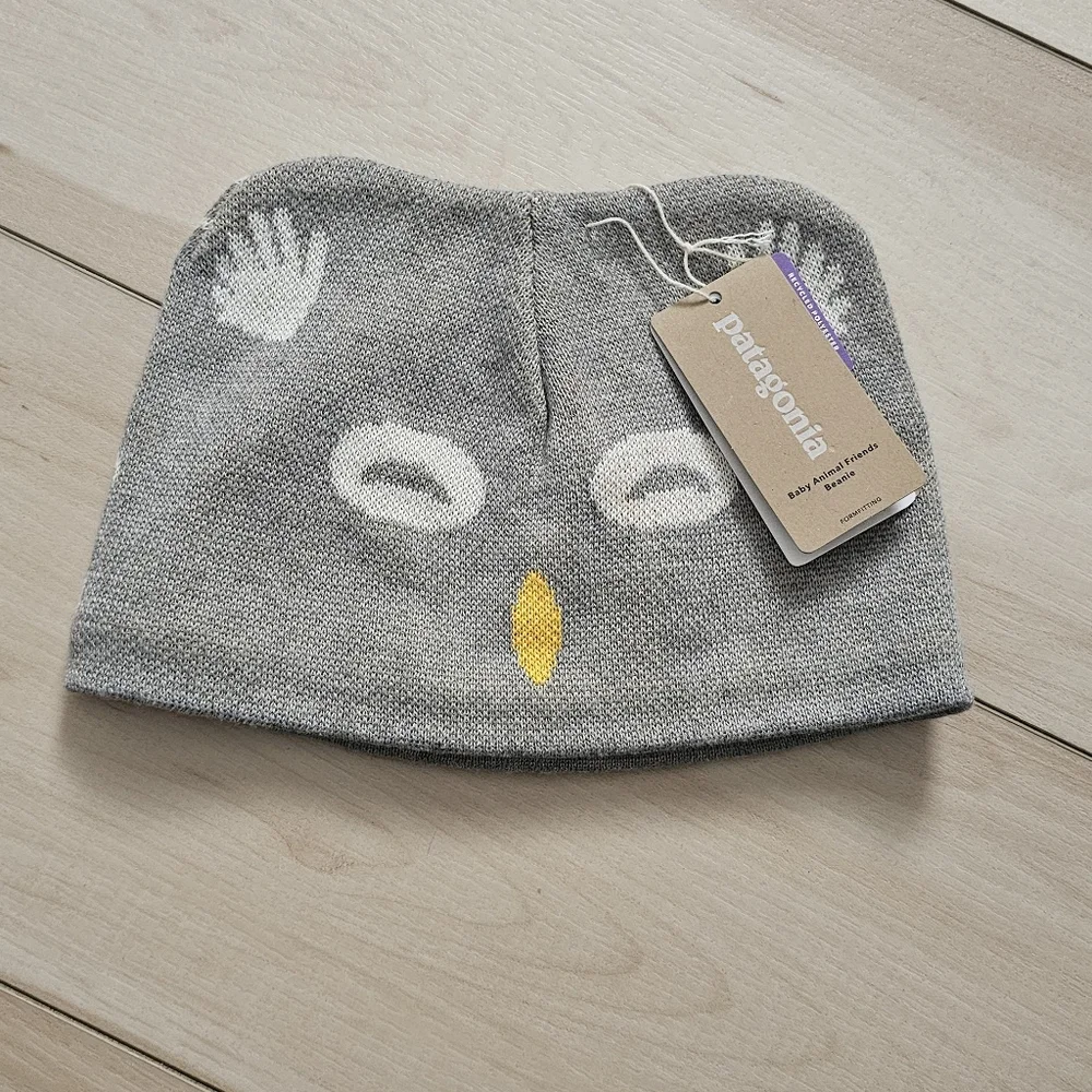 Patagonia Baby Animal Friends Beanie - Owl - 18-24 Months Grey